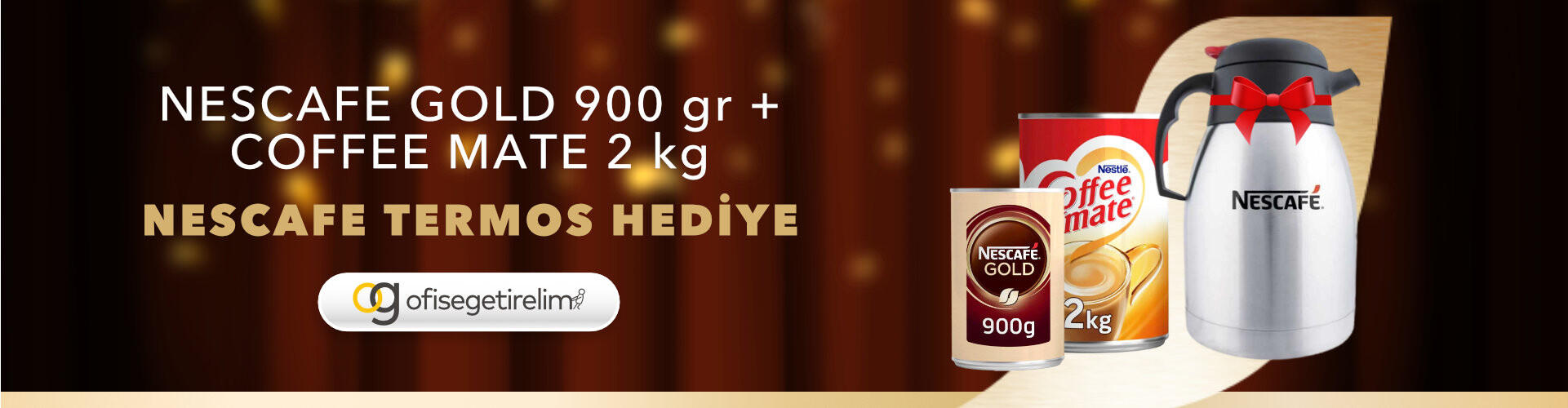 Nescafe Gold 900 Gr ve Coffee Mate Kahve Kreması 2000 Gr Alımınıza Nescafe Termos Hediye!