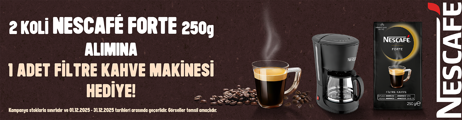 Nescafe Forte Filtre Kahve 250g 16 Adet Alımınıza 1 Adet Filtre Kahve Makinesi Hediye! Kampanyanın aktif olabilmesi için sepette ilgili kampanyanın seçilmesi ve hediye ürünün sepete eklendiğinden emin olunuz!