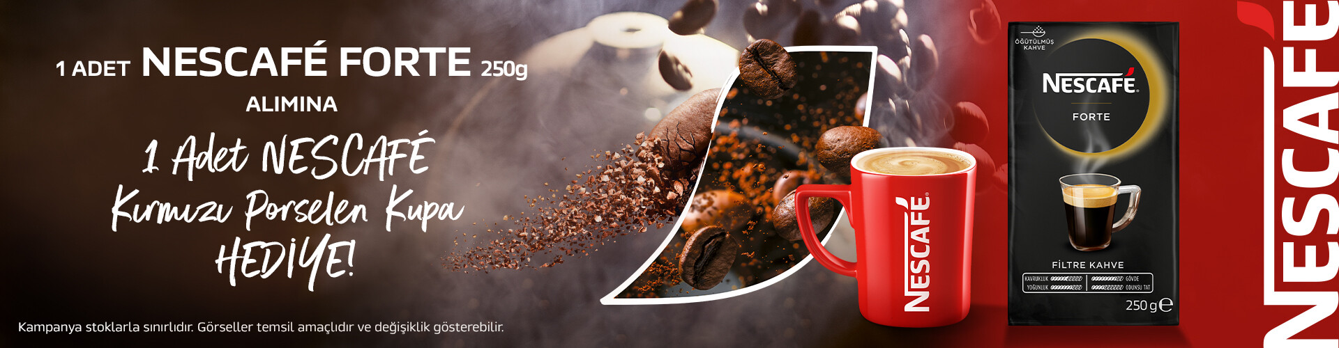 Nescafe Forte Filtre Kahve 250g 1 Adet Alımınıza 1 Adet Nescafe Kırmızı Kupa Bardak Hediye!