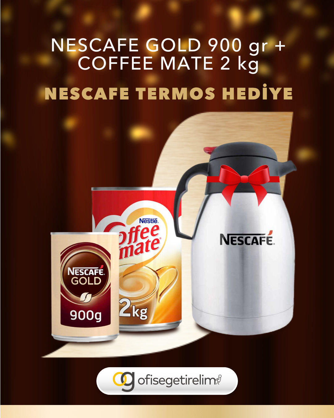 Nescafe Gold 900 Gr ve Coffee Mate Kahve Kreması 2000 Gr Alımınıza Nescafe Termos Hediye!