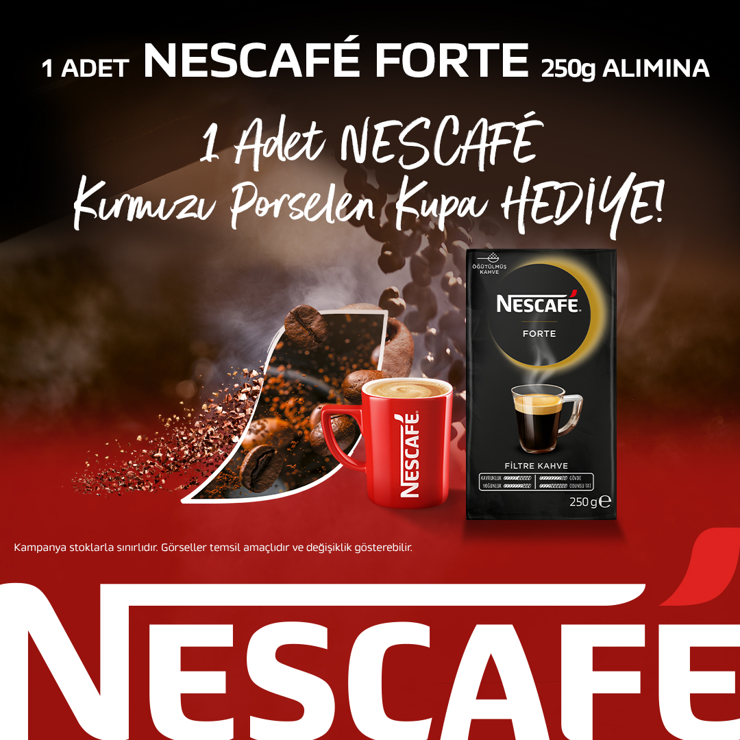 Nescafe Forte Filtre Kahve 250g 1 Adet Alımınıza 1 Adet Nescafe Kırmızı Kupa Bardak Hediye!