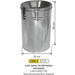 Arı Metal Kapalı Tip Çöp Kovası 57 lt 1206K - Arı Metal