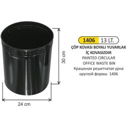 Arı Metal Ofis Çöp Kovası Boyalı Yuvarlak 1406 Siyah - Arı Metal