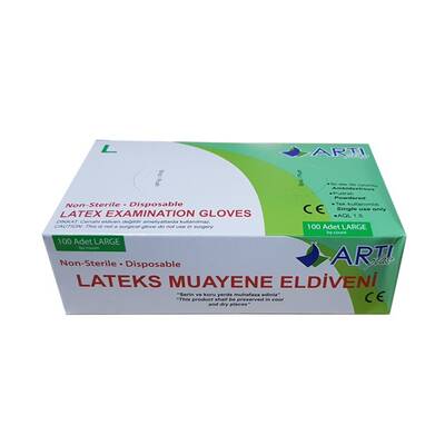 Artı Plus Latex Pudralı Muayene Eldiveni Large 100`lü - 1