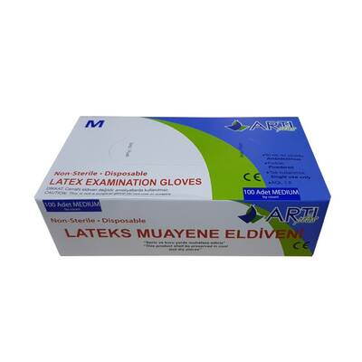 Artı Plus Latex Pudralı Muayene Eldiveni Medium 100`lü - 1