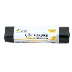 Atiplast Endüstriyel Hantal Çöp Torbası Siyah 100x150 600 Gr (10) - Atiplast