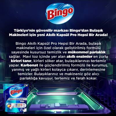 Bingo Akıllı Kapsül Pro Bulaşık Makinesi Deterjanı Tableti 80'li - 4