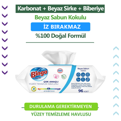 Bingo Yüzey Temizlik Havlusu Beyaz Sabunlu 96'lı - 2
