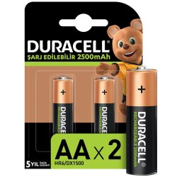 Duracell Şarjlı AA Kalem Pil 2500 mAh 2'li Paket - Duracell