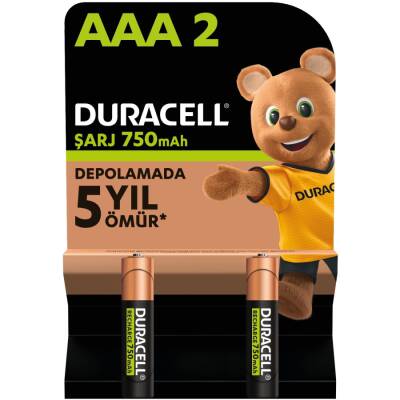 Duracell Pil Şarj Edilebilir Kalem Pil AAA 750 mAh 2 li - 1