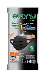 Evony Elastik Kulaklıklı Cerrahi Maske Siyah 10`lu - Evony