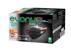 Evony Elastik Kulaklıklı Cerrahi Maske Siyah 50`li - Evony