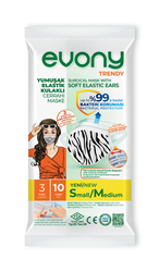Evony Elastik Kulaklıklı Cerrahi Maske Trendy 10`lu - Evony