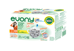 Evony Elastik Kulaklıklı Cerrahi Maske Trendy 40'lı (Tekli Paket) - Evony