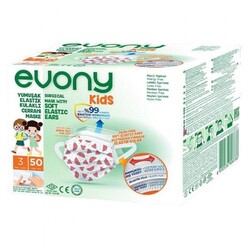 Evony Kids Elastik Kulaklıklı Cerrahi Çocuk Maskesi 50`li - Evony