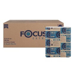 Focus Extra Z Katlı Kağıt Havlu - Çift Katlı - 200 Yaprak - 12 Paket - 22,5cm x 24cm - 1