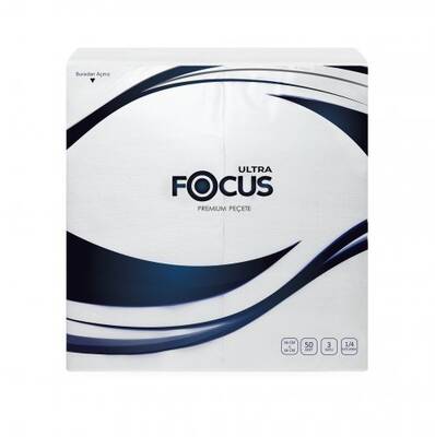 Focus Premium 1/4 Katlamalı Peçete - Üç Katlı - 50 Yaprak - 12 Paket - 36 cm x 36 cm - 1