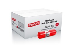 Koroplast İpli Büyük Tıbbi Atık Torbası 60x85 cm 100`lü - Koroplast