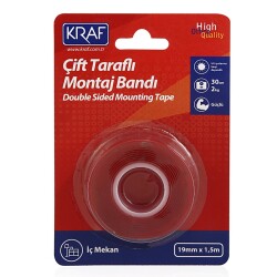 Kraf Çift Taraflı Bant İç Mekan 19mmx1.5mt 2530G - Kraf