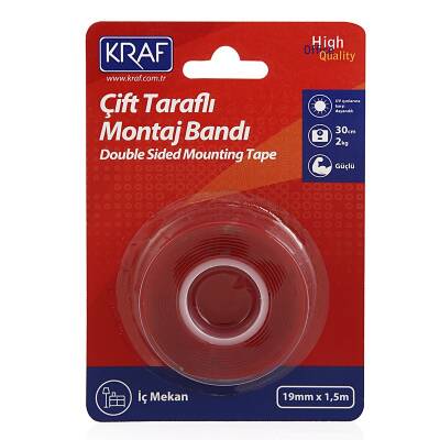 Kraf Çift Taraflı Bant İç Mekan 19mmx1.5mt 2530G - 1