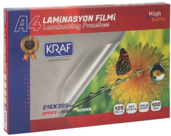Kraf 2124 Laminasyon Filmi Parlak A4 125 MIC 100'lü - Kraf