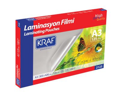 Kraf 2123 Laminasyon Filmi Parlak A3 125 Mic.100`lü - 1