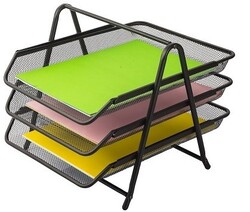 Kraf Perfore Evrak Rafı Siyah Metal 3 Katlı - Kraf