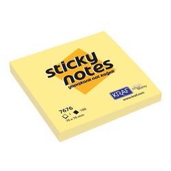 Kraf Yapışkanlı Not Kağıdı Sarı 76x76 mm - Kraf