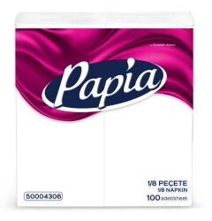 Papia Peçete 1/8 Katlama Peçete 100'lü 24 Paket - Papia