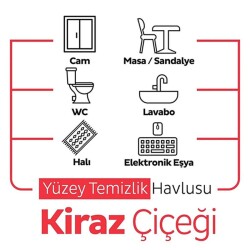Sleepy Yüzey Temizlik Havlusu Kiraz Çiçeği 100'lü - 5