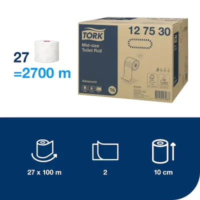 Tork 127530 Advanced Çift Rulo Tuvalet Kağıdı 100 Mt 27'li Rulo - 3