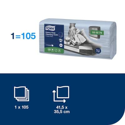 Tork Nonwoven Temizlik Bezi Ağır Kirler Z Katlı Mavi 105*4 - 3