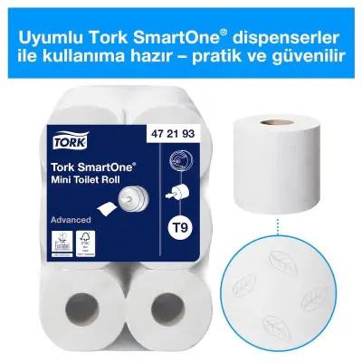 Tork 681000 Smartone® Mini Tuvalet Kağıdı Dispenseri Beyaz - 6