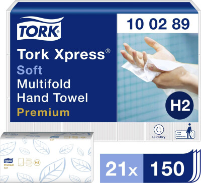 Tork Xpress Z Katlı Kağıt Havlu Premium - Çift Katlı - 150 Yaprak - 21 Paket - 21,2cm x 25,5cm - Tork