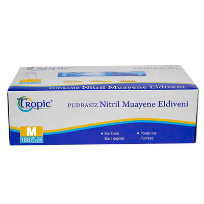 Tropic Muayene Eldiveni Mavi Nitril Medium 100lü - 1